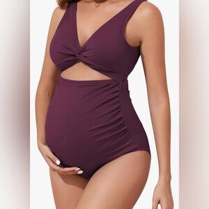 Purple/Burgundy Maternity Swimsuit